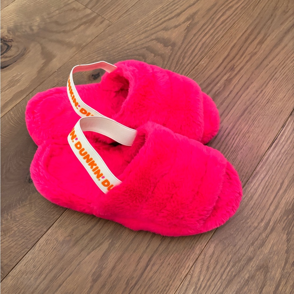 Dunkin' Donuts Pink Fuzzy Slippers